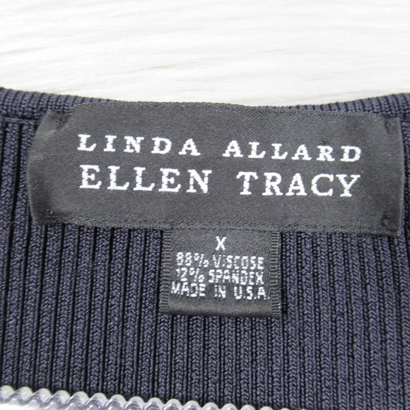 LINDA ALLARD x ELLEN TRACY Navy Cropped Ribbed V-Neck Tank Top Womens Size Large - Picture 9 of 12